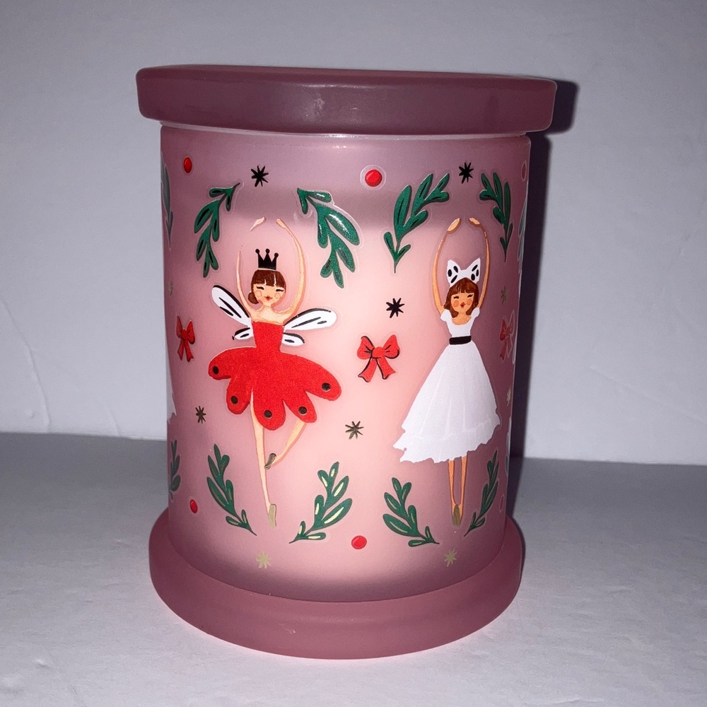 Sugar Plum Fairy and‎ Ballerina Candle in Glass Holder with Lid 3x5